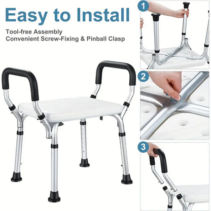 Taburete De Ducha Ajustable En Altura Antideslizante