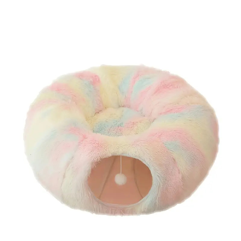 Pasillo para Gatos con Cama, Colchoneta y Peluche Largo, Sueño Profundo