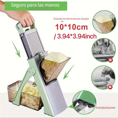 Rebanador de Mandolina Verde Mejorado con Grosor Ajustable