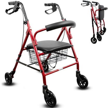 Andador para Adultos 4 ruedas con asiento y cesta