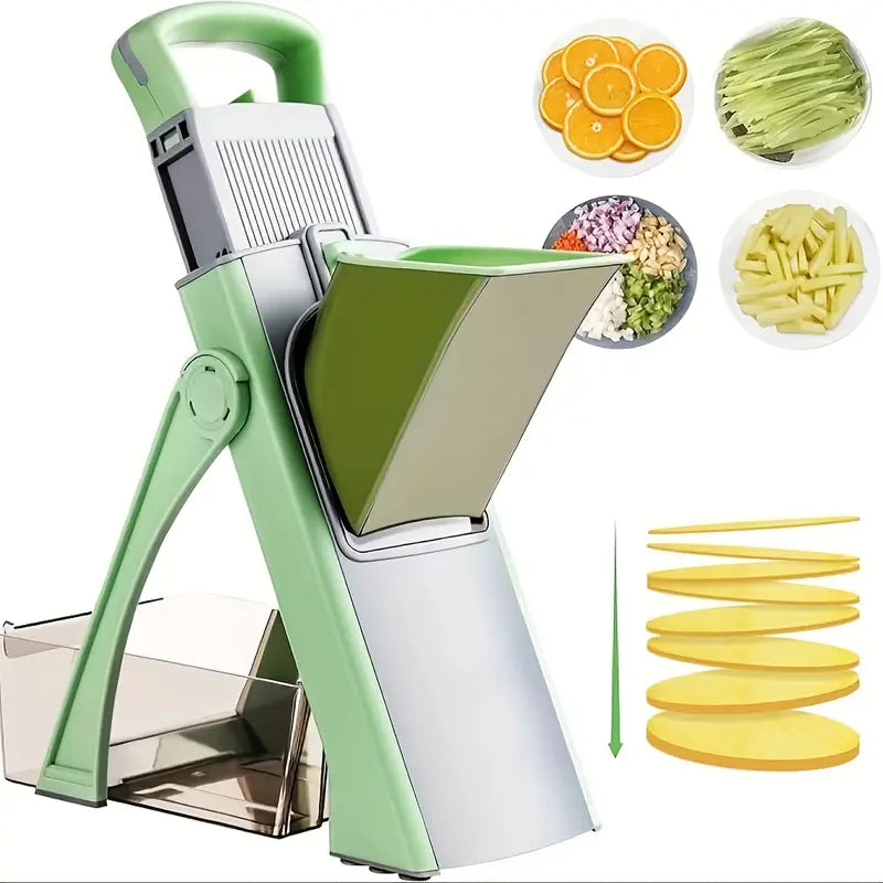 Rebanador de Mandolina Verde Mejorado con Grosor Ajustable