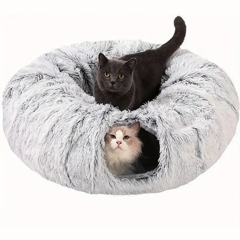 Pasillo para Gatos con Cama, Colchoneta y Peluche Largo, Sueño Profundo