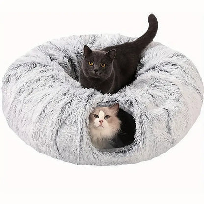 Pasillo para Gatos con Cama, Colchoneta y Peluche Largo, Sueño Profundo
