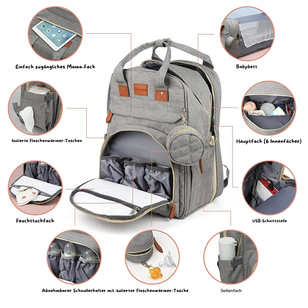 Mochila cambiador Inteligente 2 en 1 - Capacidad Máxima