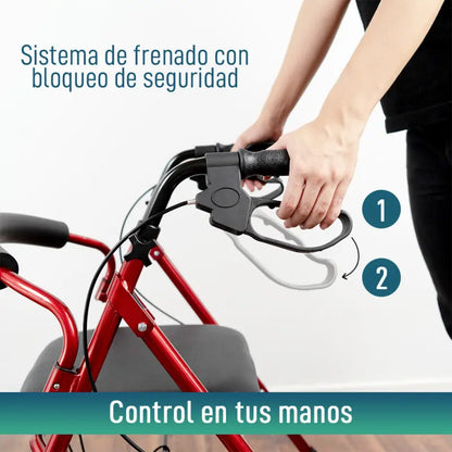 Andador para Adultos 4 ruedas con asiento y cesta