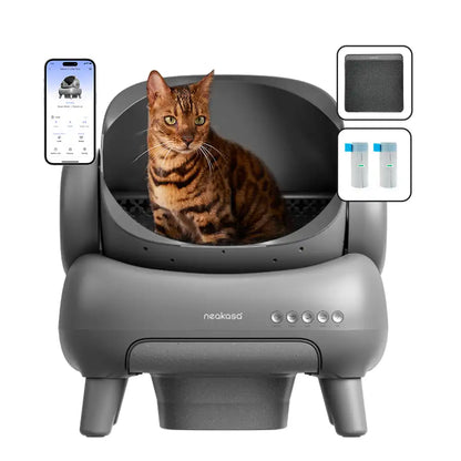 Caja de arena autolimpiable abierta para gatos Neakasa M1