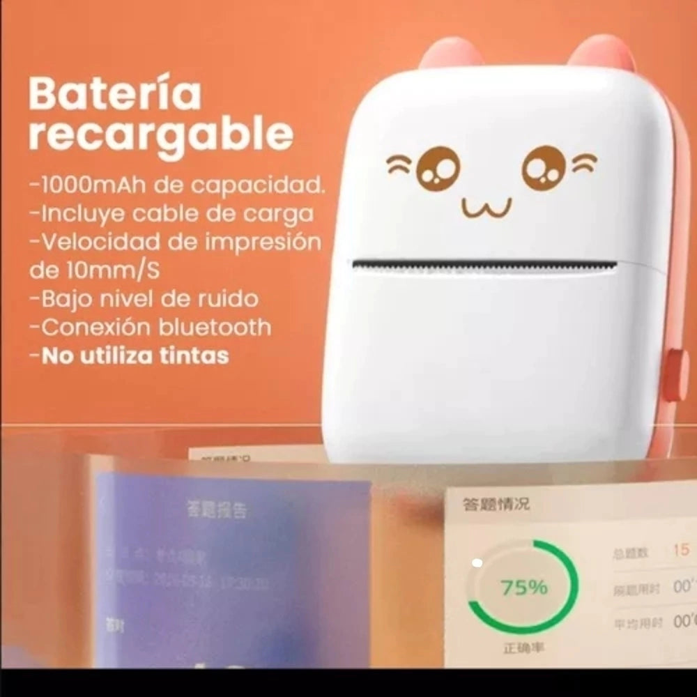 Mini Impresora Portátil + 10 rollos de regalo