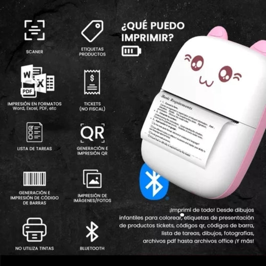 Mini Impresora Portátil + 10 rollos de regalo