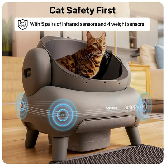 Caja de arena autolimpiable abierta para gatos Neakasa M1
